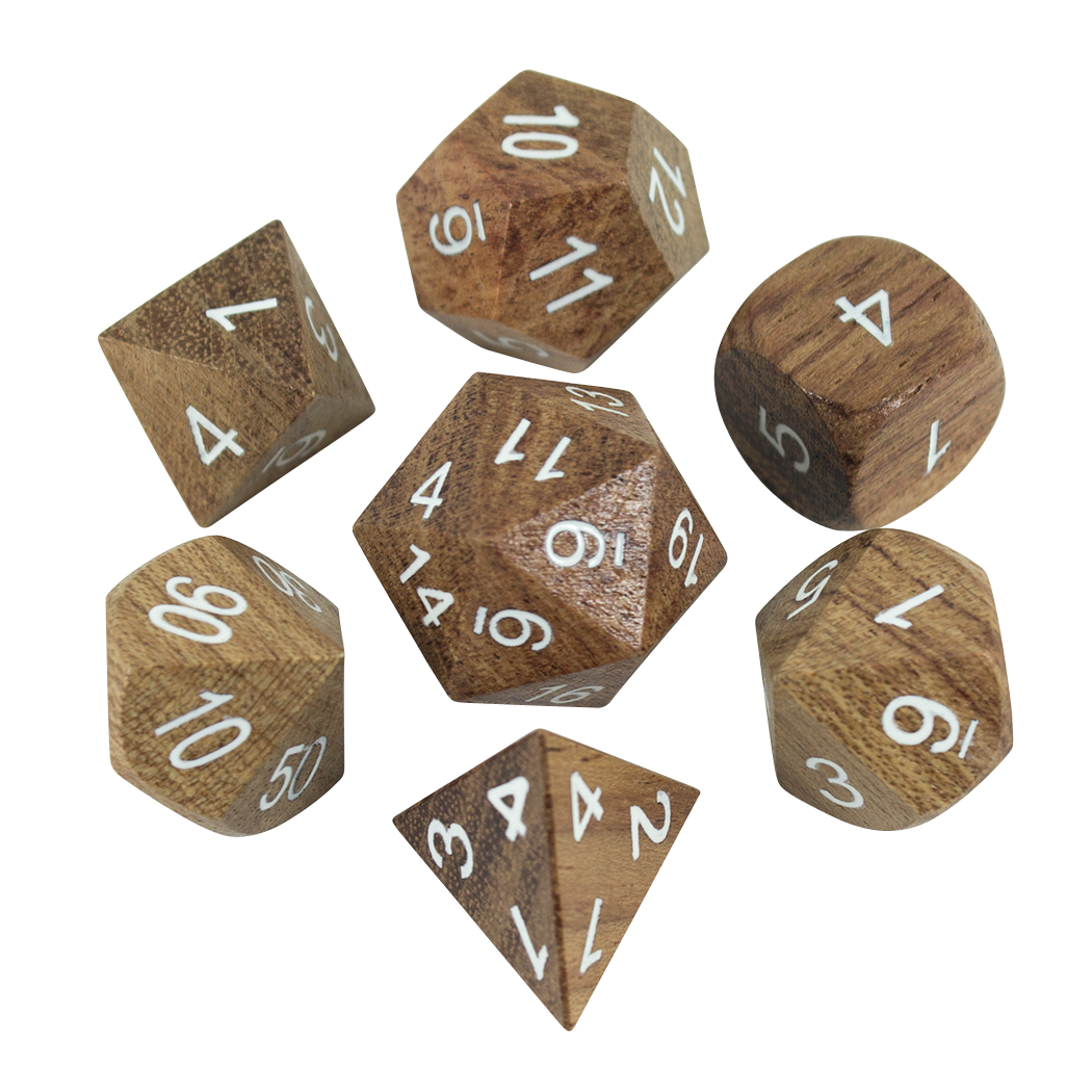 'Wildwood' Wooden DnD Dice - Full RPG Dice Set - Rosewood - Paladin Roleplaying