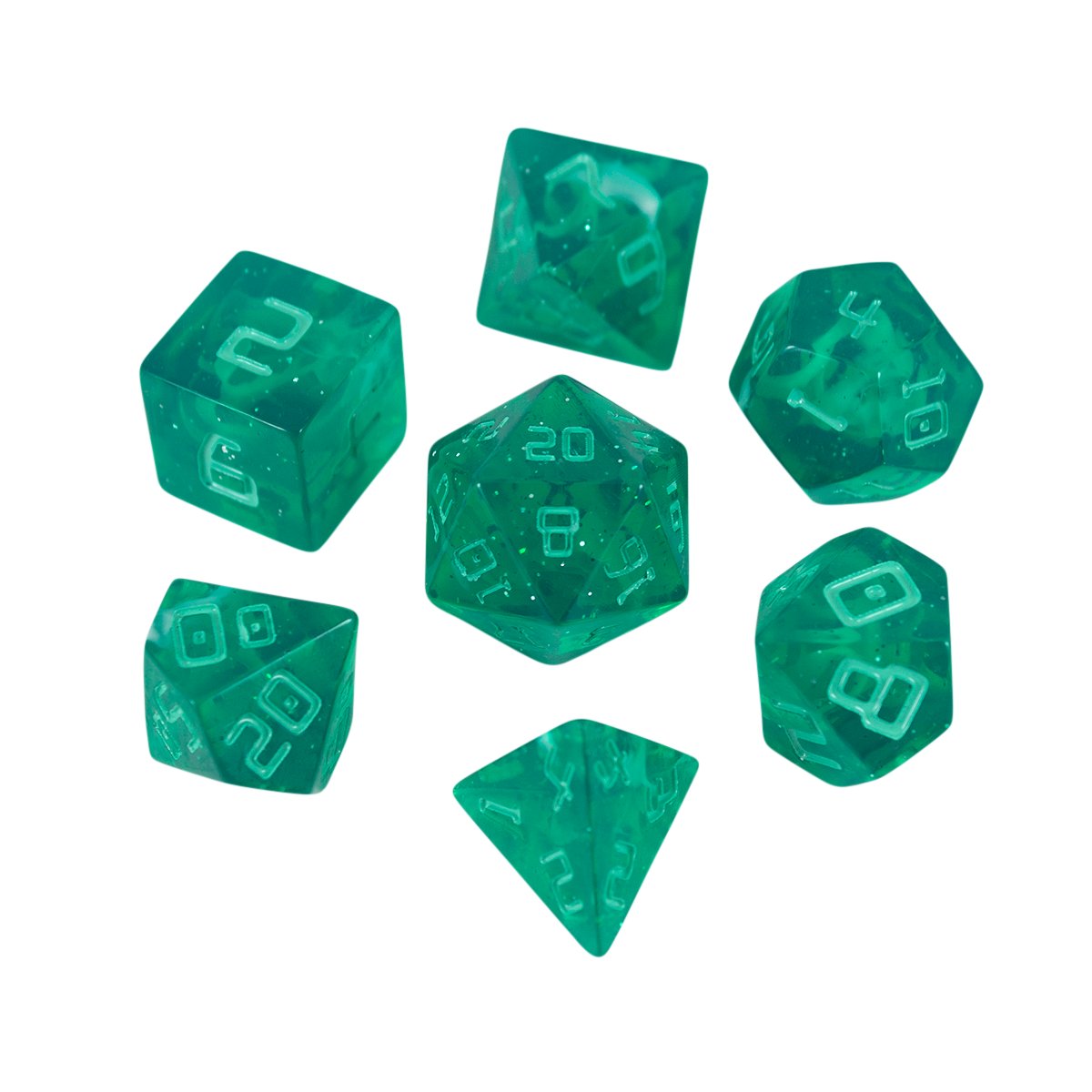Starfarer 'Quasar' Green and White Sci-Fi RPG dice
