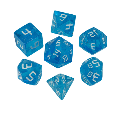 Starfarer 'Andromeda' Blue and White Sci-Fi RPG dice