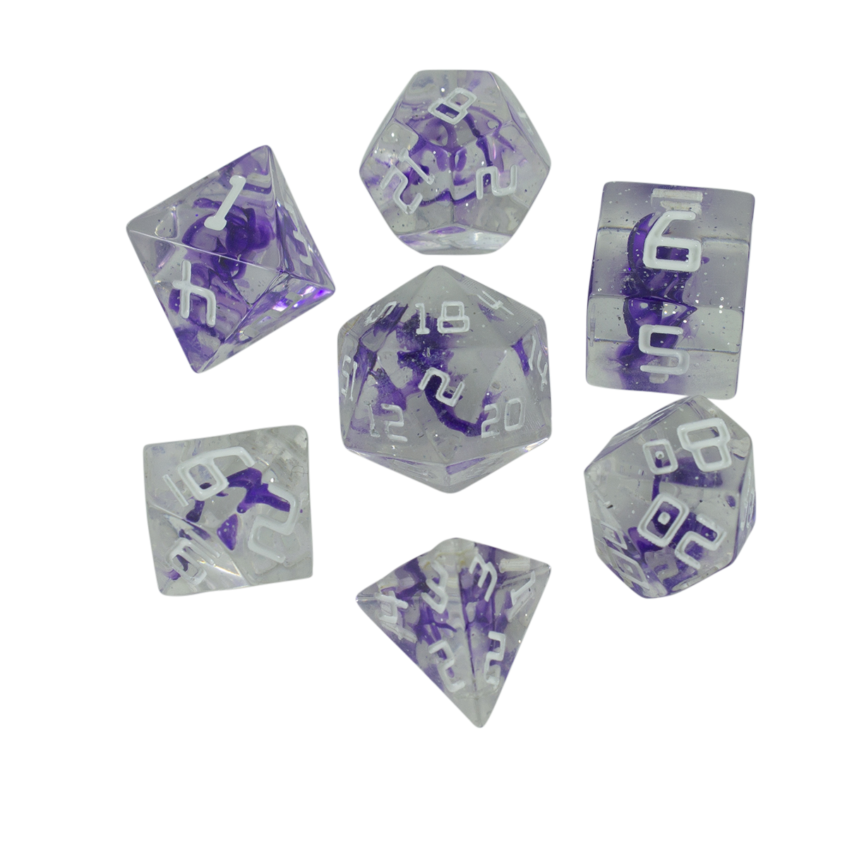Starfarer 'Wormhole' Clear / Purple Sci-Fi RPG dice