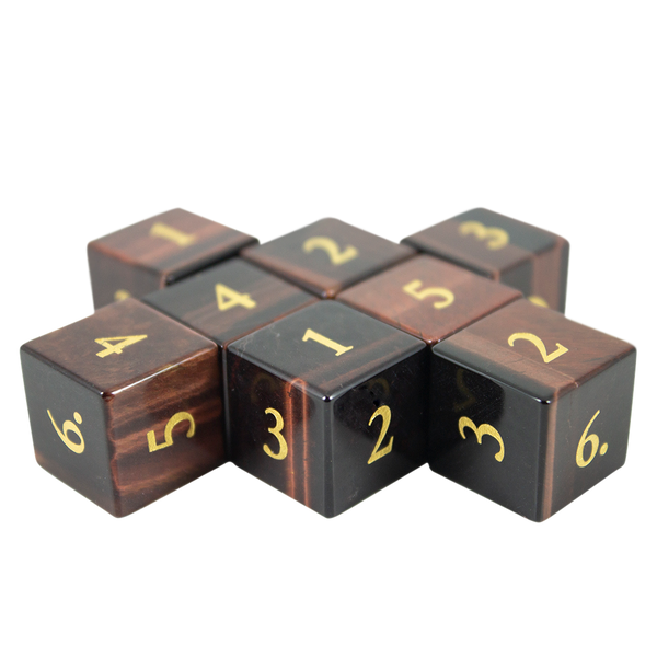 Luxury Stone Dice - Red Tiger's Eye - 8D6 set