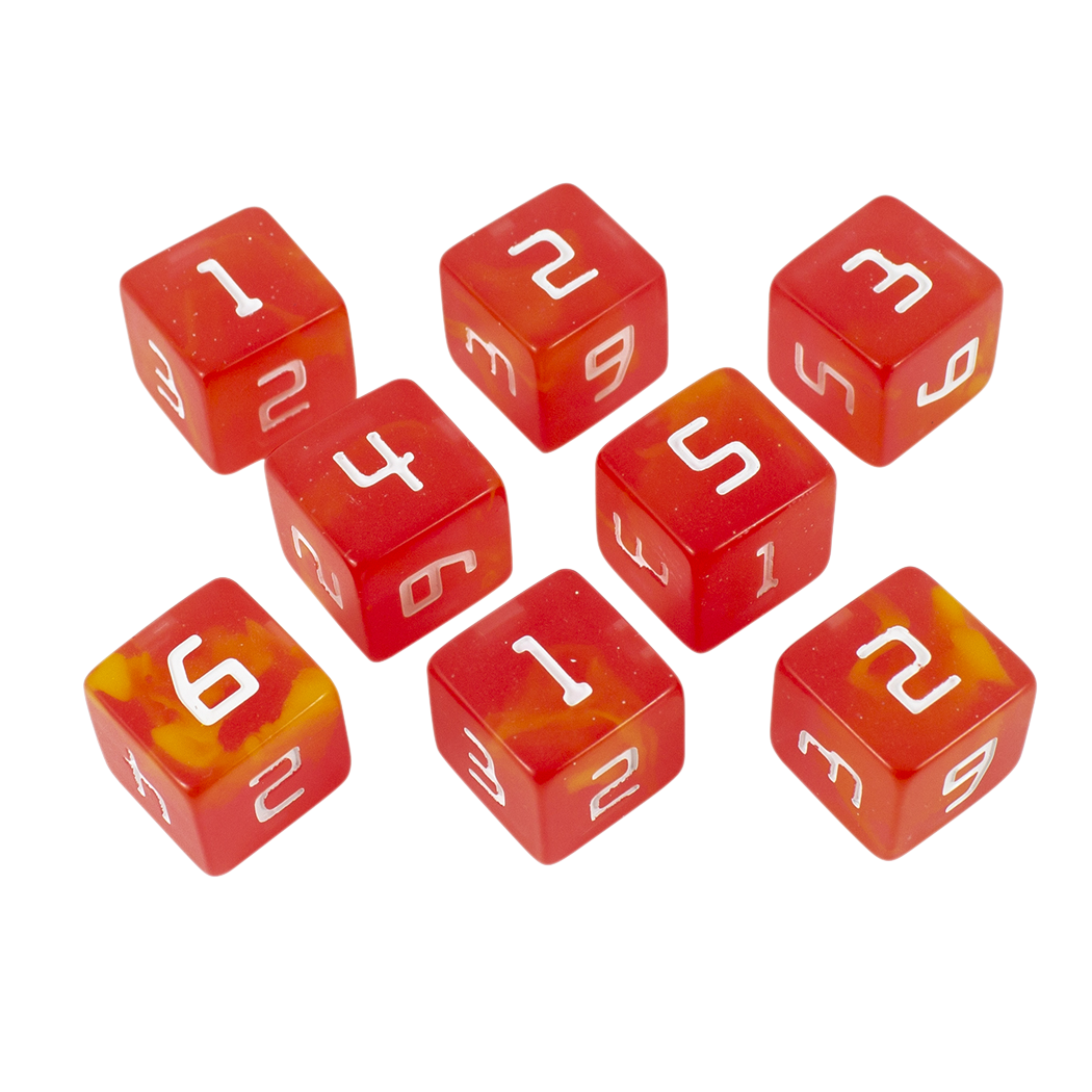 Starfarer 'Red Dwarf' Red and Yellow 8D6 dice