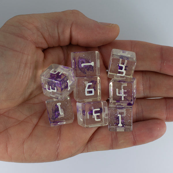 Starfarer 'Wormhole' Clear / Purple 8D6 dice