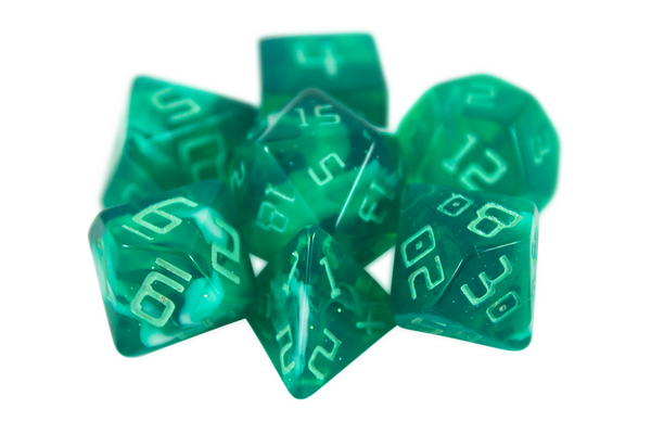 Starfarer 'Quasar' Green and White Sci-Fi RPG dice