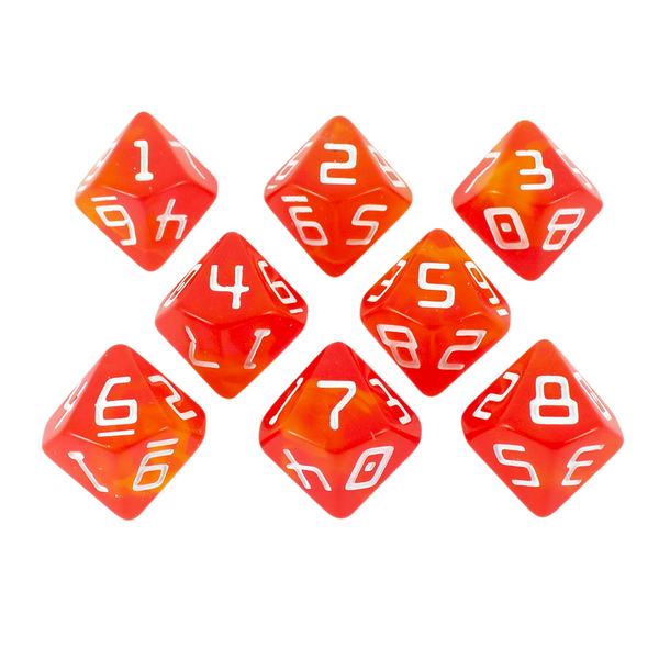 Starfarer 'Red Dwarf' Red and Yellow 8D10 dice
