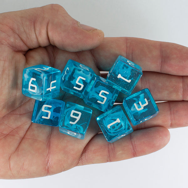 Starfarer 'Andromeda' Blue and White 8D6 dice
