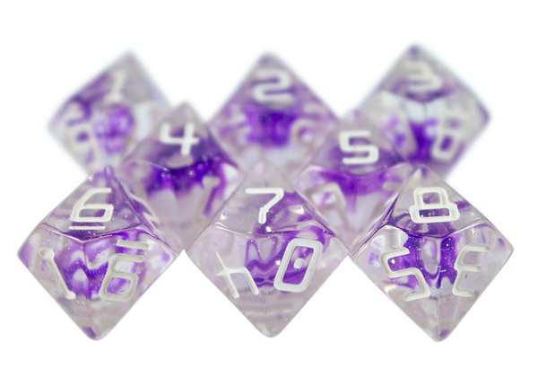 Starfarer 'Wormhole' Clear / Purple 8D10 dice