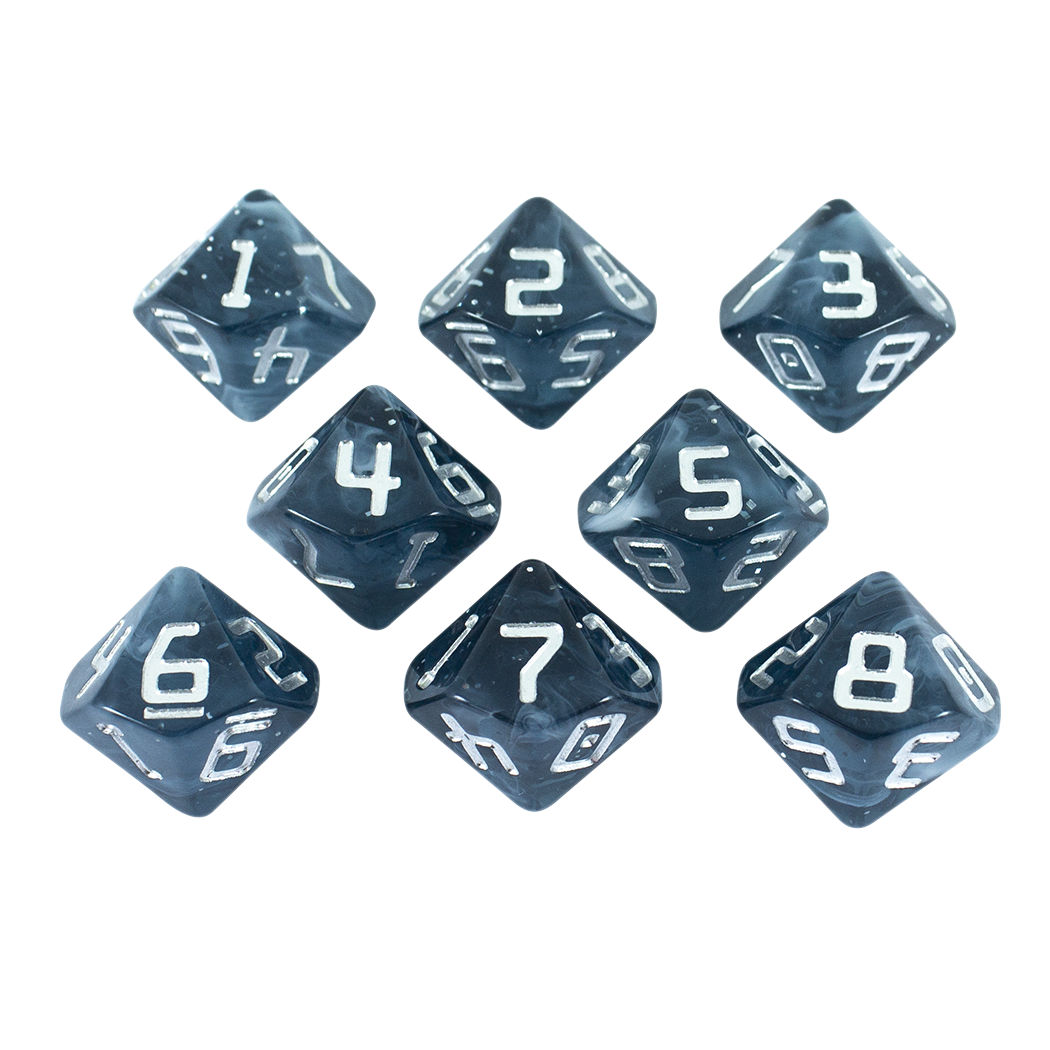 Starfarer 'Mothership' Grey/Blue 8D10 dice – Paladin Roleplaying