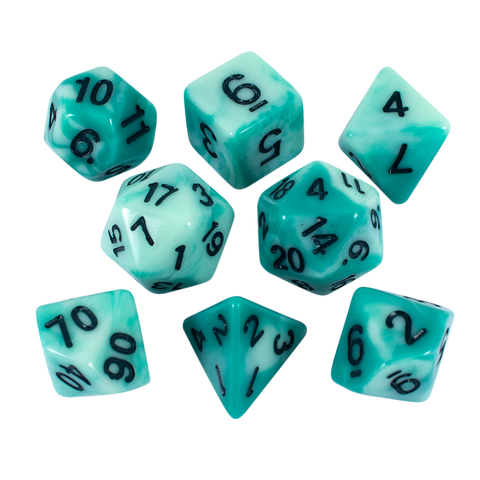 'Ocean Spray' Teal and Blue Dice - Expanded Polyhedral Set With Extra D20