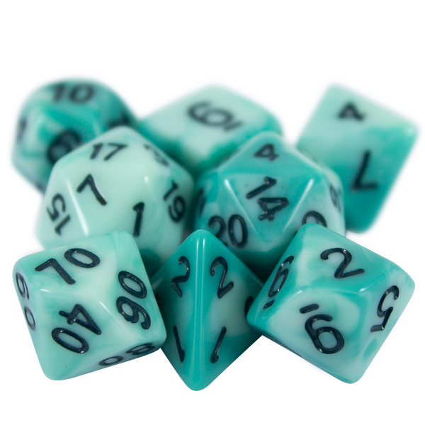 'Ocean Spray' Teal and Blue Dice - Expanded Polyhedral Set With Extra D20