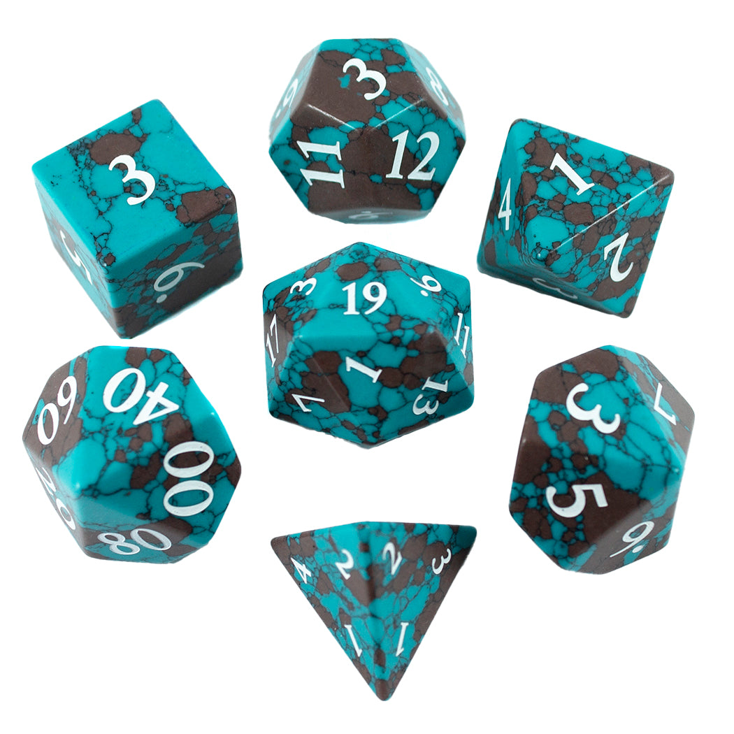 Luxury Stone DnD Dice - Lightning Stone - Full RPG Set