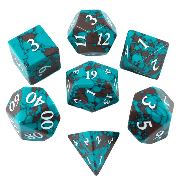 Luxury Stone DnD Dice - Lightning Stone - Full RPG Set