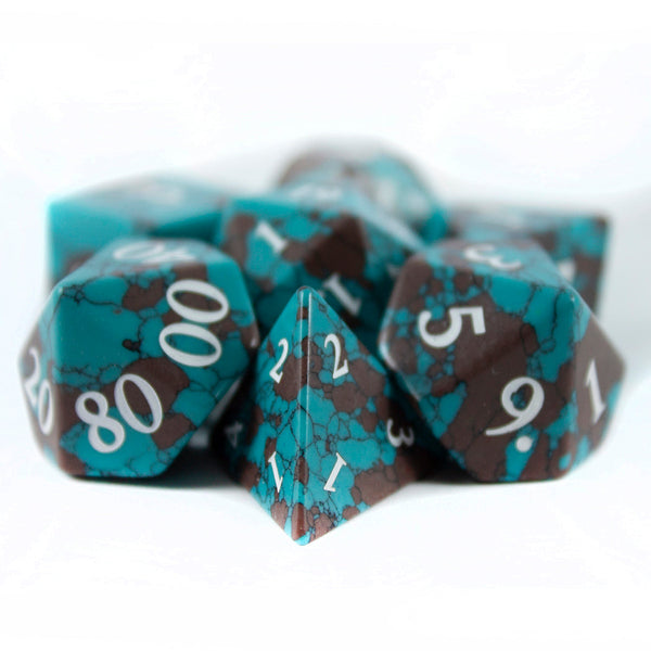 Luxury Stone DnD Dice - Lightning Stone - Full RPG Set