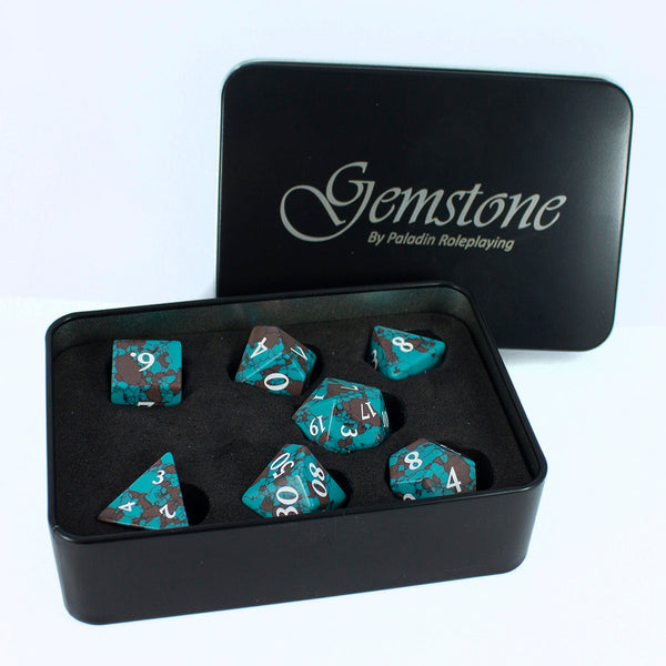 Luxury Stone DnD Dice - Lightning Stone - Full RPG Set