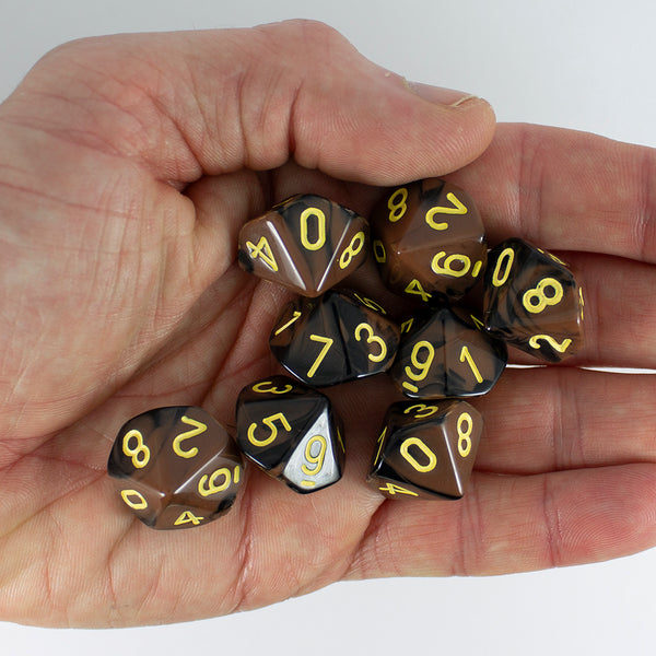 'Werewolf' Black and Brown 8 D10 Dice Set