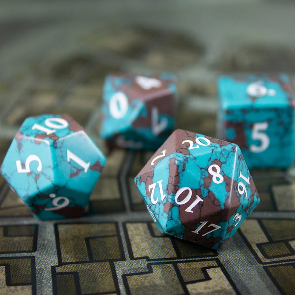 Luxury Stone DnD Dice - Lightning Stone - Full RPG Set