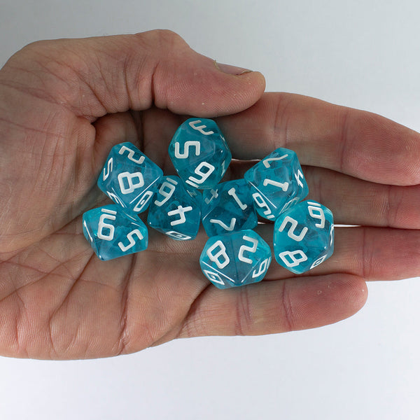 Starfarer 'Andromeda' Blue and White 8D10 dice