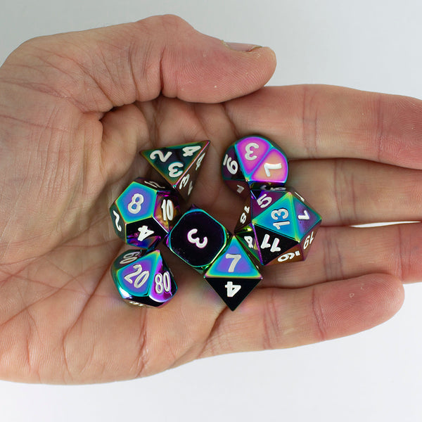 Paladin Roleplaying Rainbow Metal Dice Set, In Presentation Case