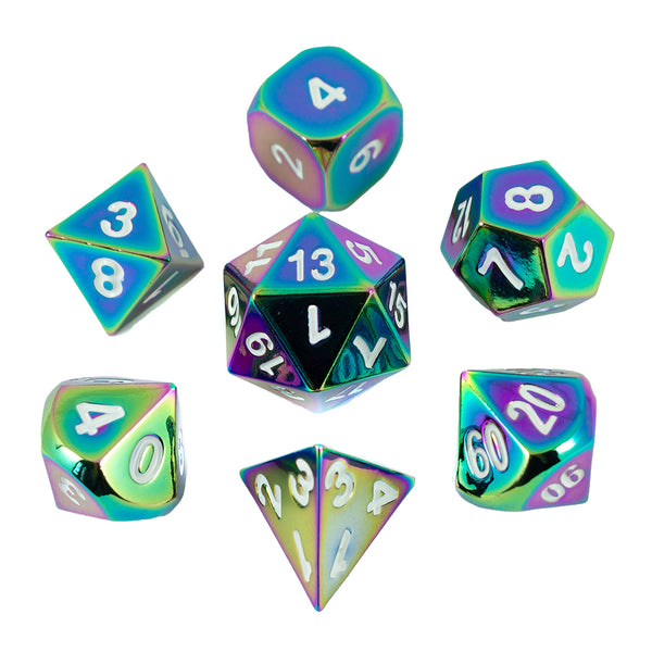 Paladin Roleplaying Rainbow Metal Dice Set, In Presentation Case