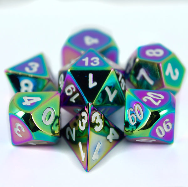 Paladin Roleplaying Rainbow Metal Dice Set, In Presentation Case