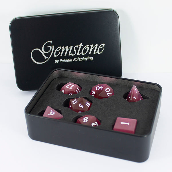 Luxury Stone DnD Dice - Pink Cat's Eye - Full RPG Set