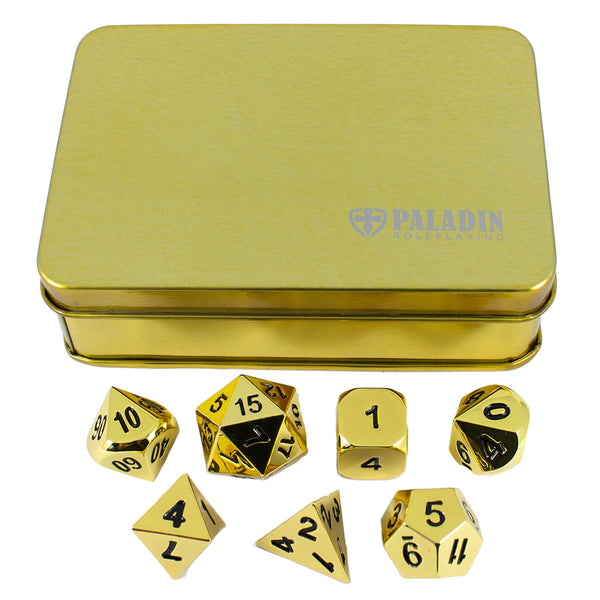 Gold Metal Dice Set, In Presentation Tin