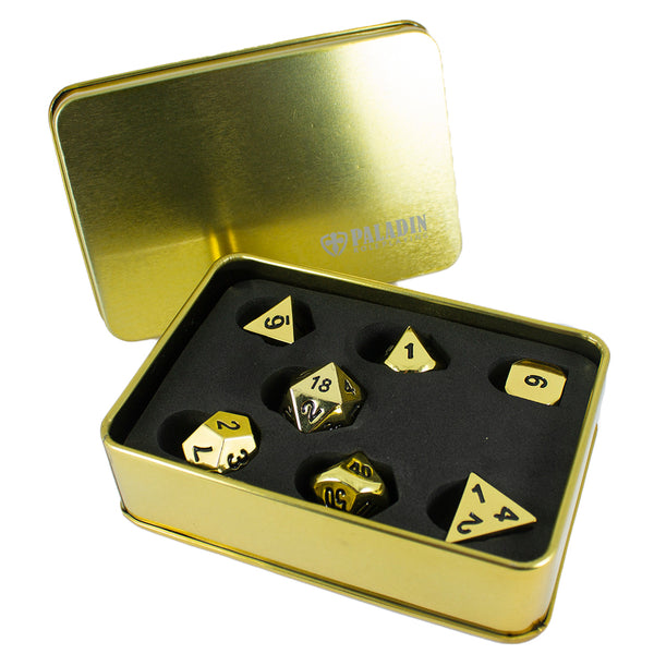 Gold Metal Dice Set, In Presentation Tin