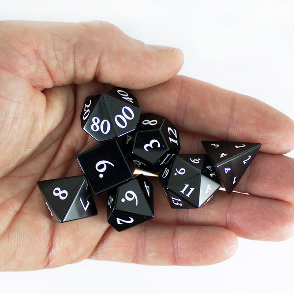 Luxury Stone DnD Dice - Onyx - Full RPG Set