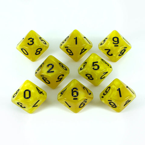 Yellow Pearl Dice - 8 D10 Set - 'Lemon'
