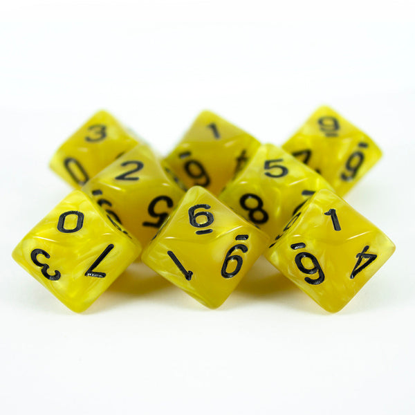 Yellow Pearl Dice - 8 D10 Set - 'Lemon'