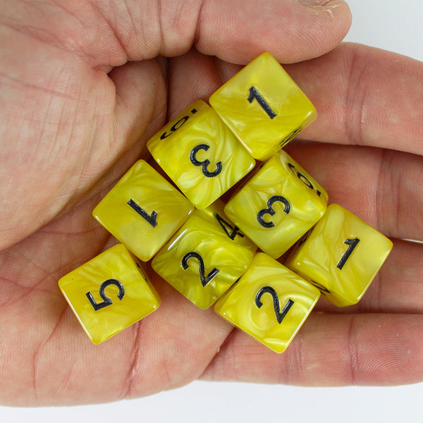 Yellow Pearl Dice - 8D6 Set - 'Lemon'
