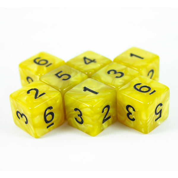 Yellow Pearl Dice - 8D6 Set - 'Lemon'