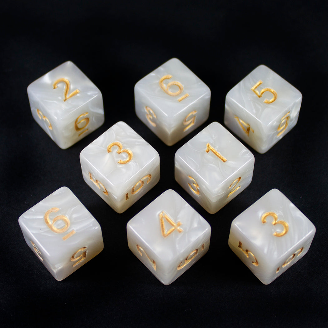 White Pearl Dice - 8D6 Set