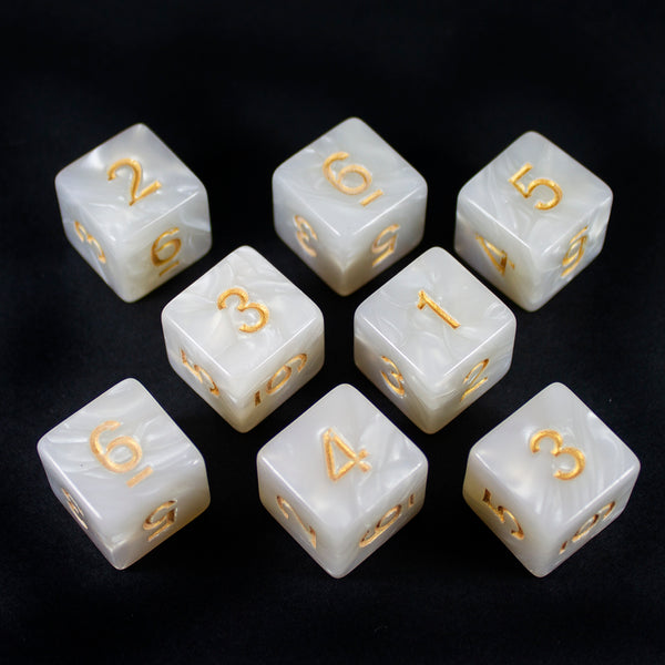 White Pearl Dice - 8D6 Set