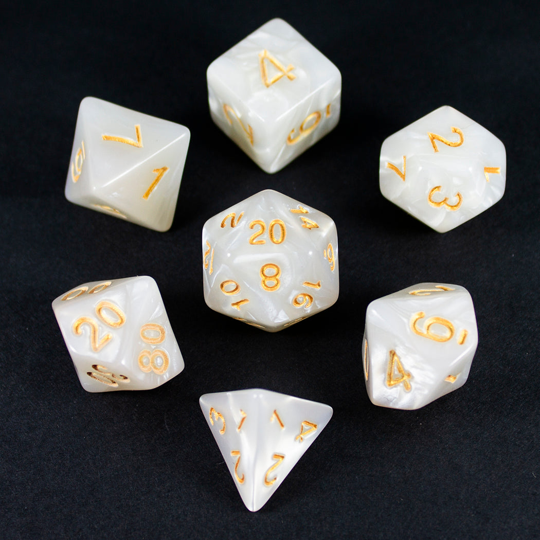 White Pearl RPG Dice - Full Polyhedral Set