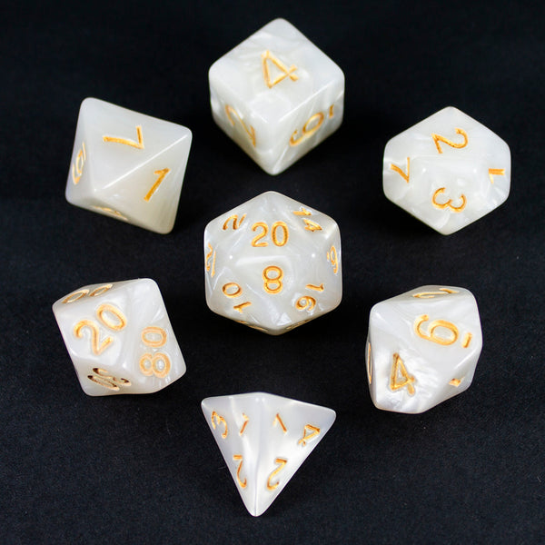 White Pearl RPG Dice - Full Polyhedral Set