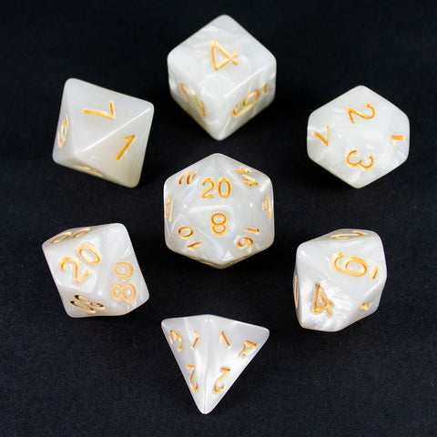 White Pearl RPG Dice - Full Polyhedral Set
