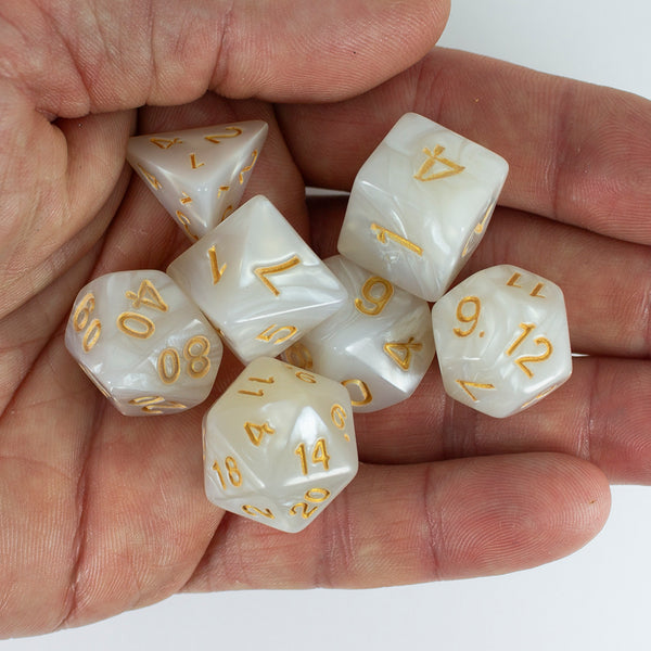 White Pearl RPG Dice - Full Polyhedral Set