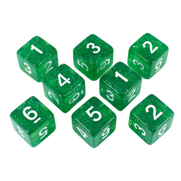 Green Glitter 8D6 Dice Set
