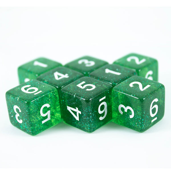 Green Glitter 8D6 Dice Set
