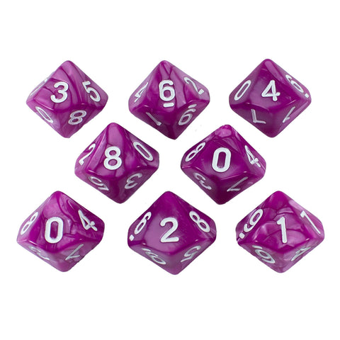 Magenta Pearl Dice - 8 D10 Set