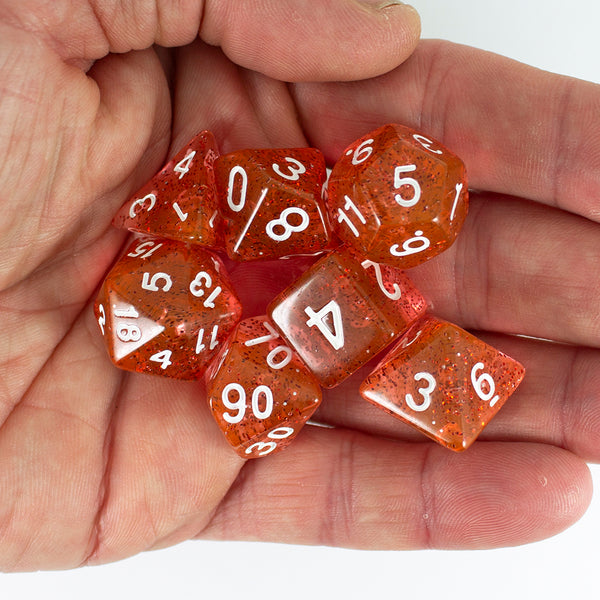 Red Glitter RPG Dice - Full Polyhedral Set