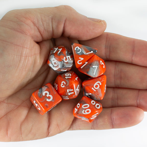 'Magma' Orange and Grey RPG Dice