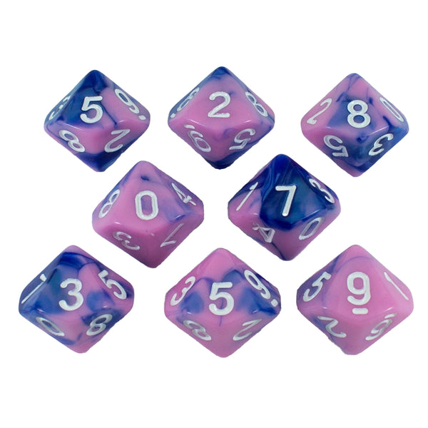'Celestial Dream' Pink and Blue 8 D10 Dice Set