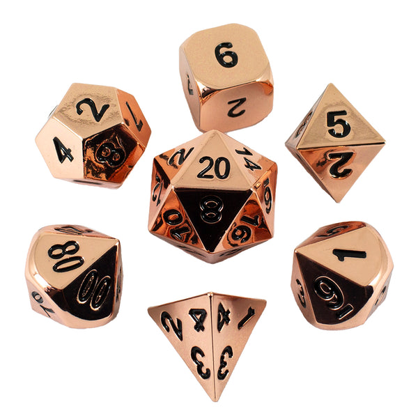 Copper Metal Dice Set, In Presentation Case