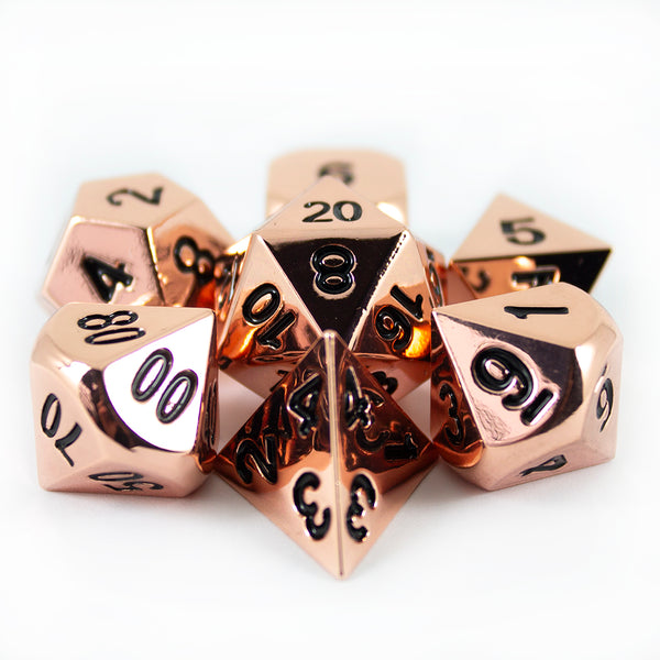 Copper Metal Dice Set, In Presentation Case