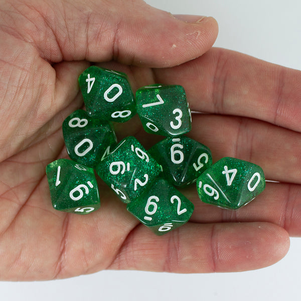 Green Glitter 8D10 Dice Set