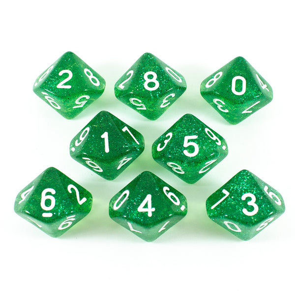 Green Glitter 8D10 Dice Set