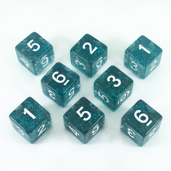 Blue Glitter 8D6 Dice Set
