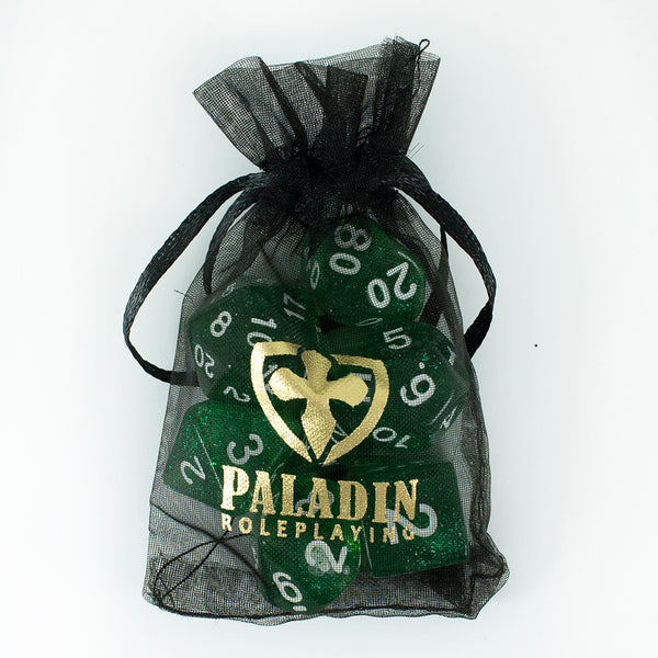 Green Glitter RPG Dice - Full Polyhedral Set